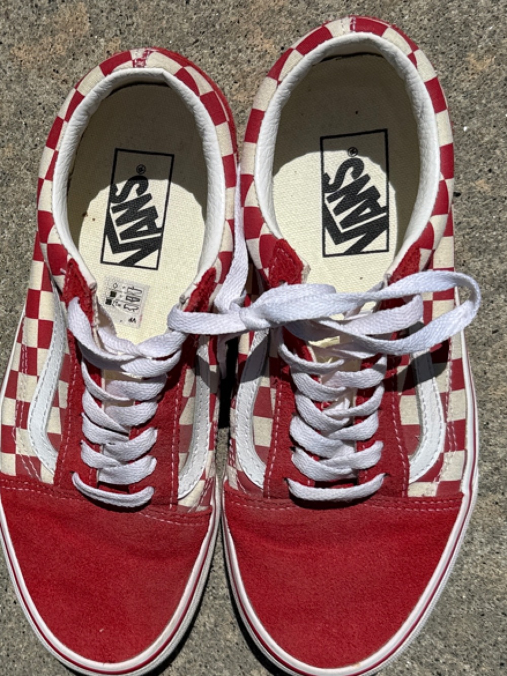 Vans Red and White Checkerboard Old Skool Sneakers